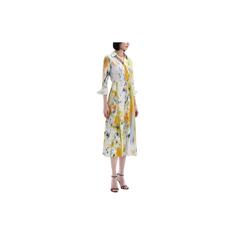 Oscar De La Renta Abstract Brushstroke-print Midi Dress-3
