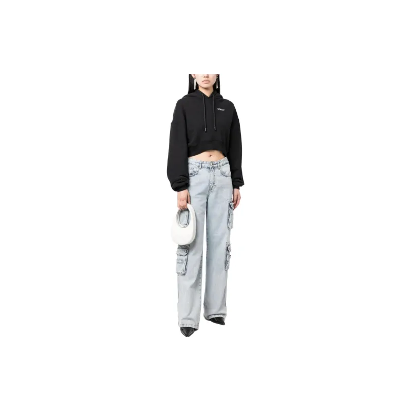 OFF WHITE Logo print Cropped Hoodie-1