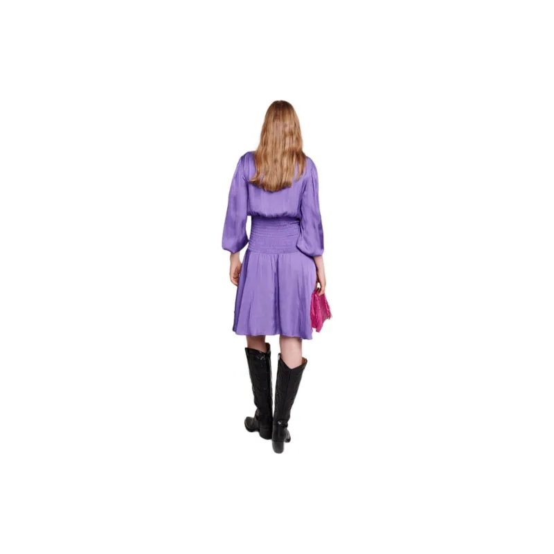 Maje Shirred-waist Satin Minidress-2