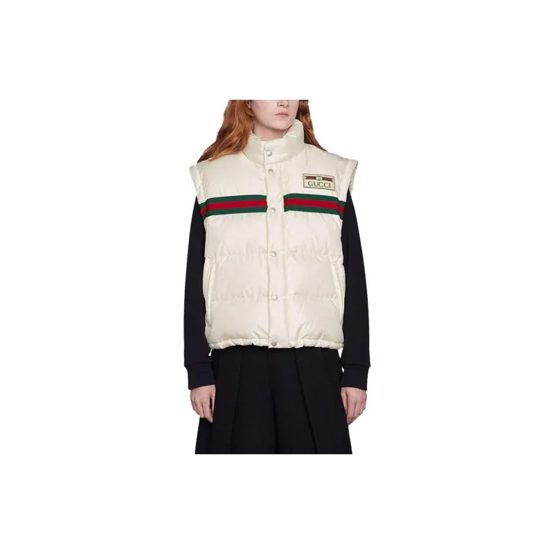 GUCCI Padded Bomber Jacket With Web 'White'-4