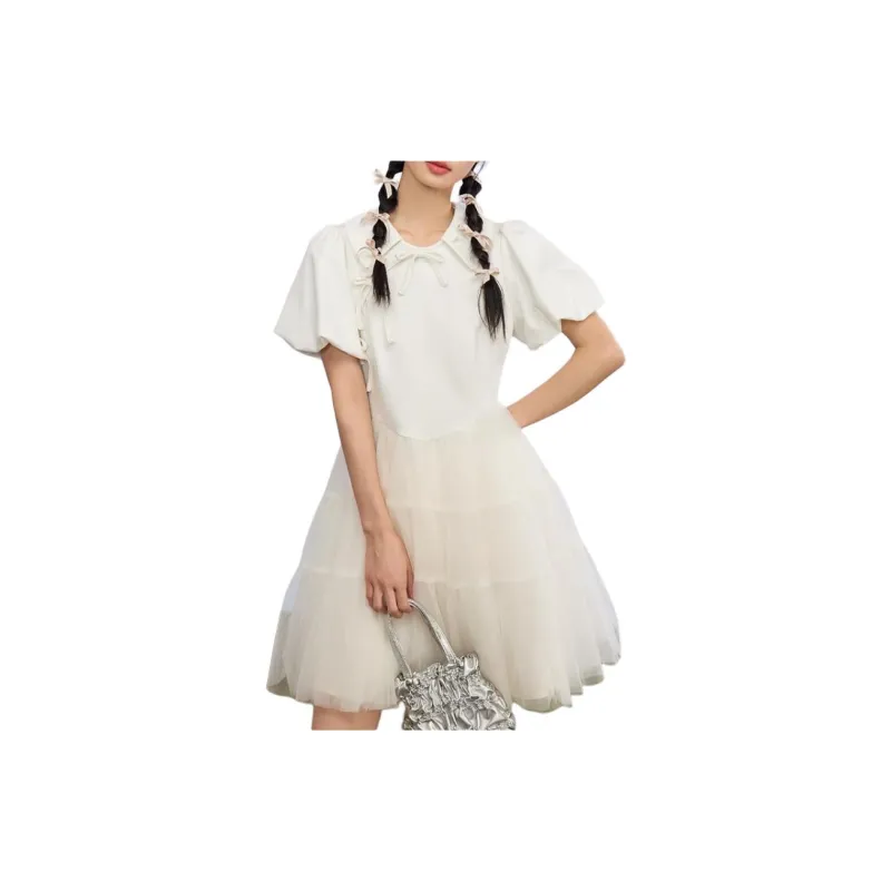 ZIHAN SS24 Short Sleeved Dress Women's Ecru-2