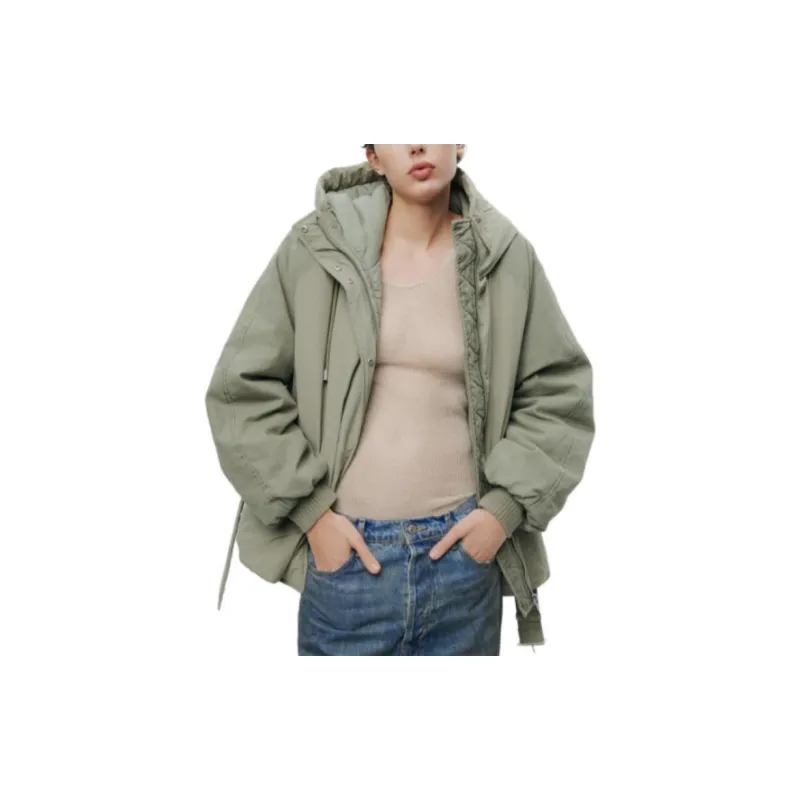 ZARA Puffer Jacket Women's Light Khaki-6