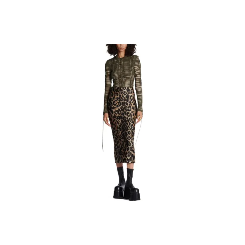 BALMAIN Animal-Printed Midi Skirt-1