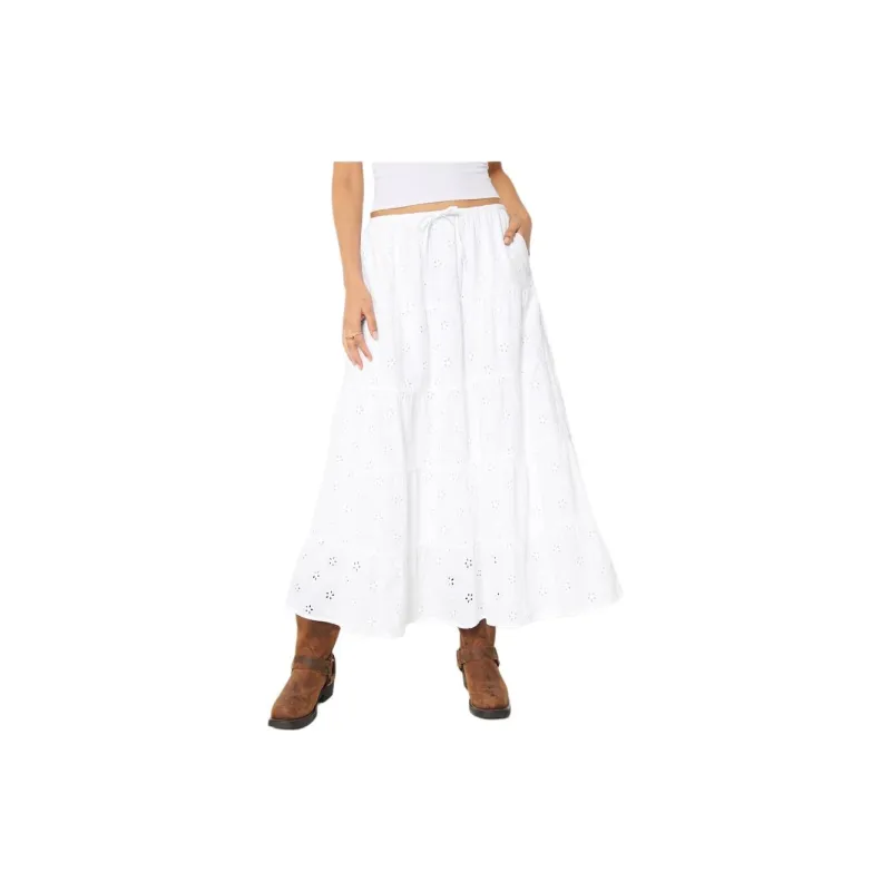 Hollister Casual Long Skirts Women's White-3