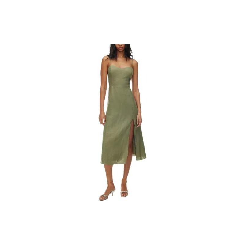 ARITZIA Wilfred Barrafina Linen Dress Slip Dresses Women's Bosana Green-2