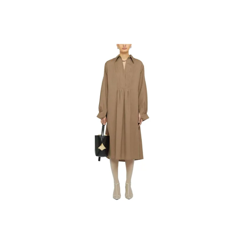 JIL SANDER Straight-point Collar Wool Dress-2
