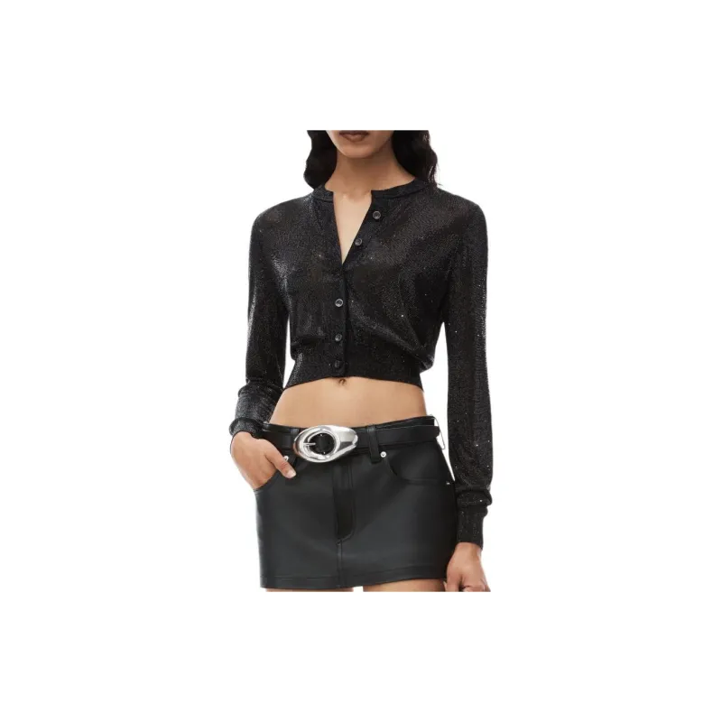 alexander wang Glossy Effect Cropped Cardigan-4