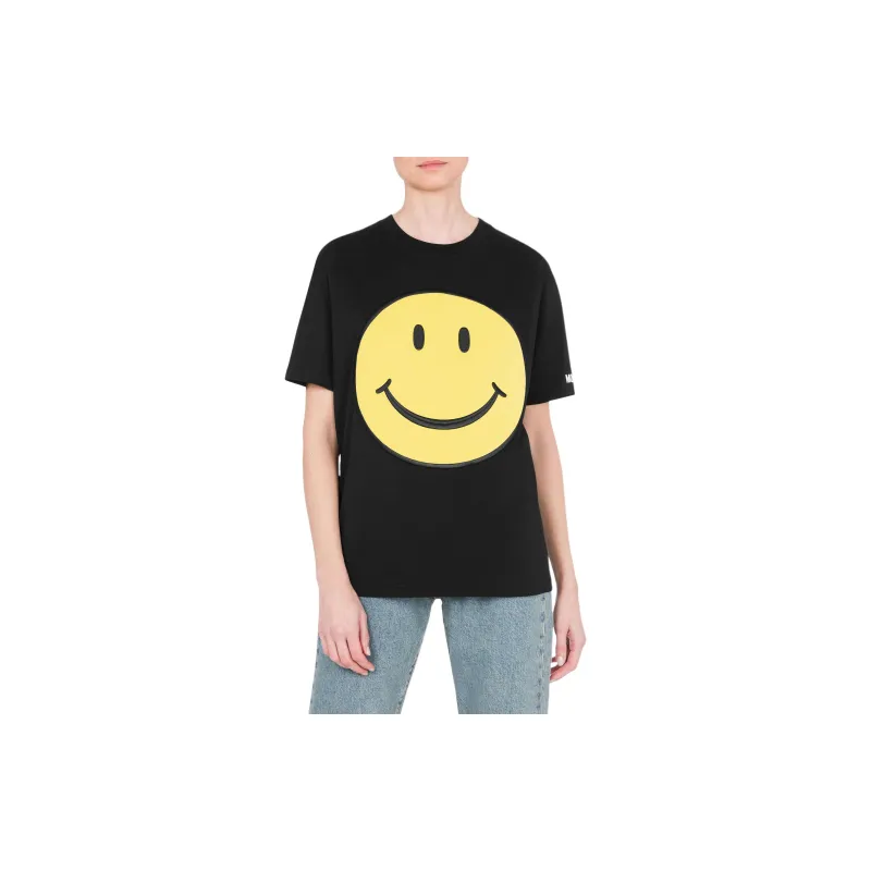 MOSCHINO Smile Face Printed Crewneck T Shirt-1