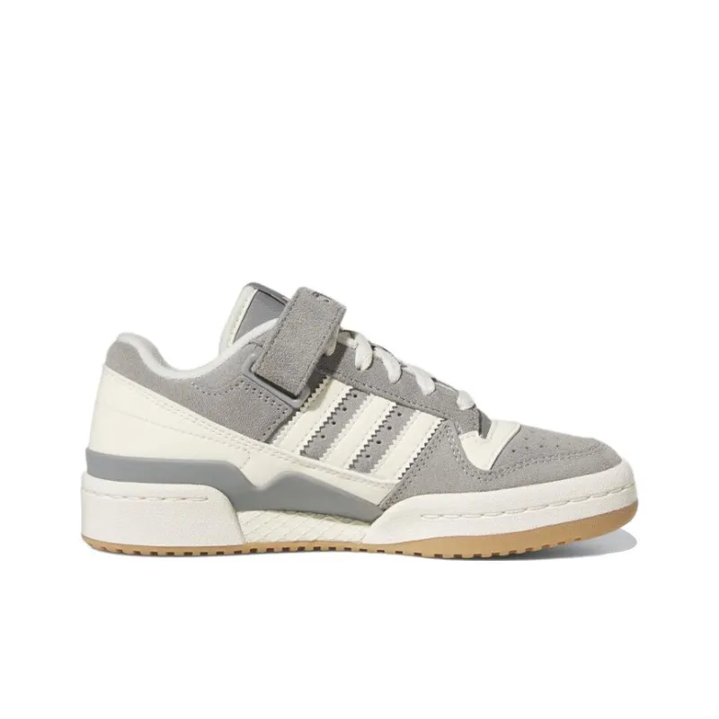 Adidas Originals FORUM J Anti Slip Wear Resistant Low Top Skateboard Shoes Gray White Teenagers-1