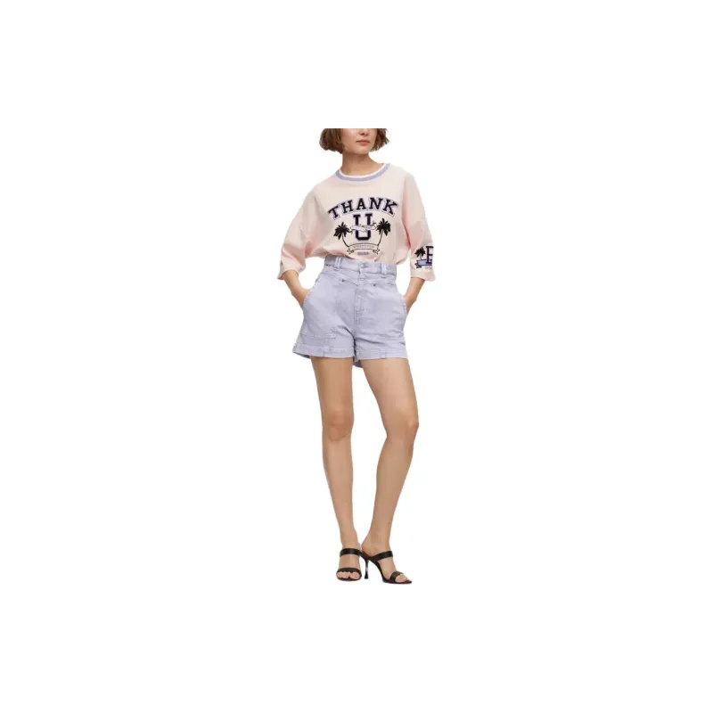 HUGO BOSS SS23 Denim Shorts Women's Light Purple-1