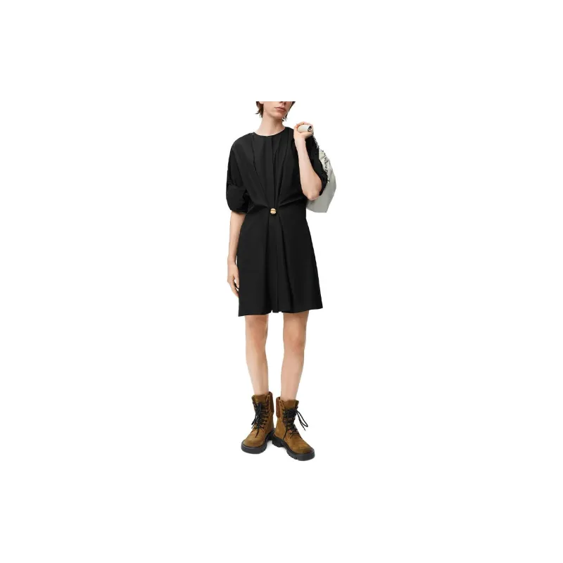 LOEWE Pebble Gather Detailed Mini Poplin Dress-1