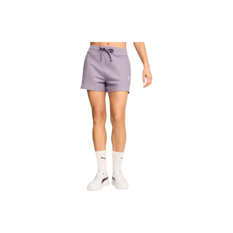 PUMA CLASSICS CLASSICS Ribbed Shorts Women's Casual Shorts Women's Light Plum-2