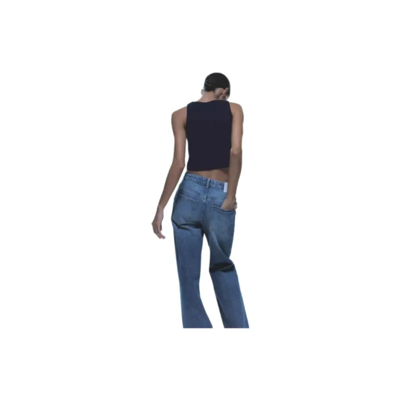 ZARA Tank Tops Women's Navy Blue-4