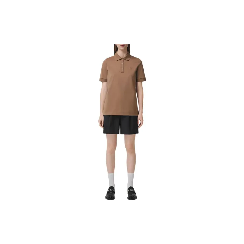 Burberry Tb Monogram Embroidered Polo Shirt Brown-1