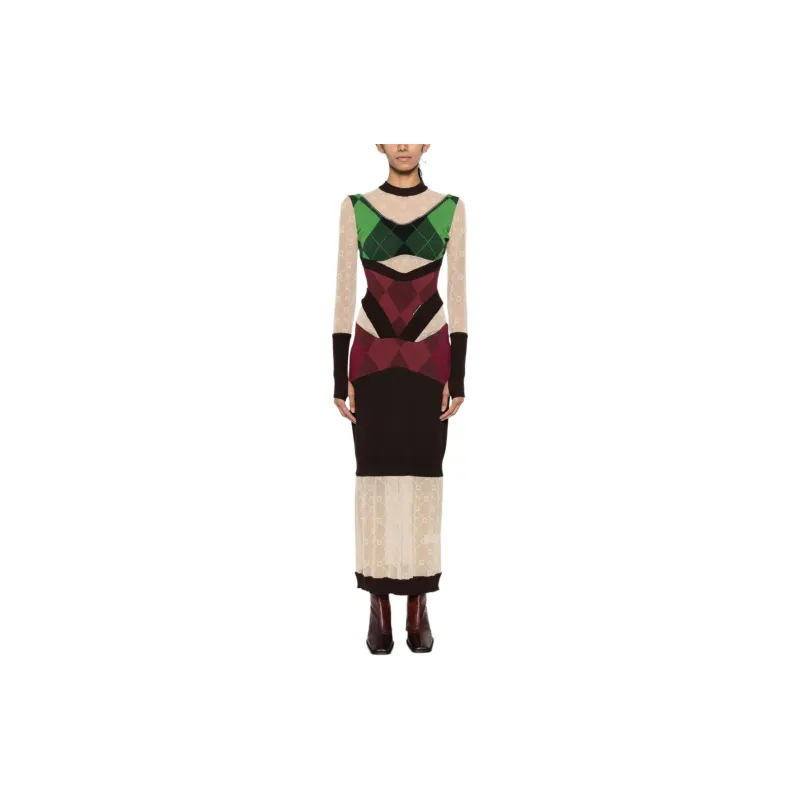 Marine Serre Regenerated Lozenge Knit Fitted Dress-1