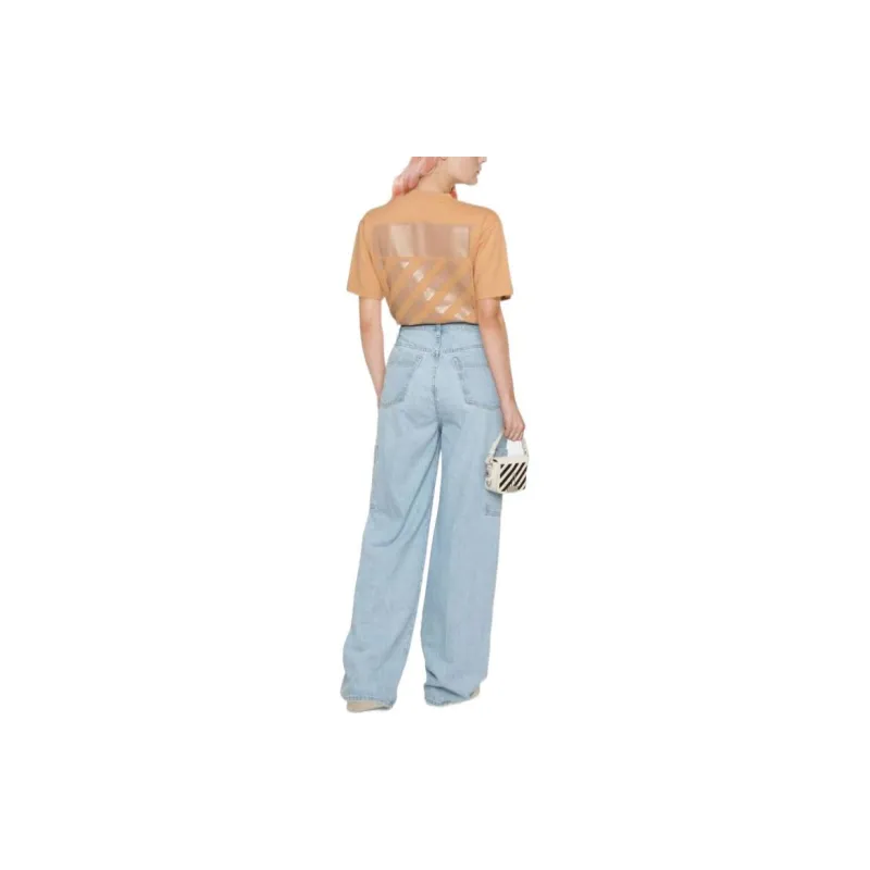 OFF WHITE Diagonal Regular T Shirt Brown-2