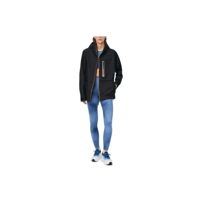 LOEWE x On Solid Color Zip Closure Hooded Long Sleeved Women's Black-1