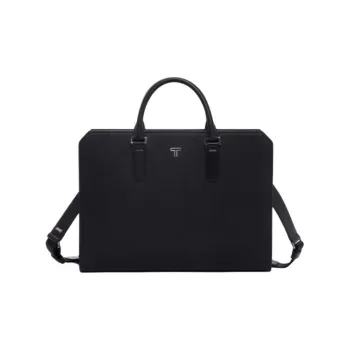 TUMI Cow Leather Portable One Shoulder Crossbody Briefcases Medium Size Men's Black