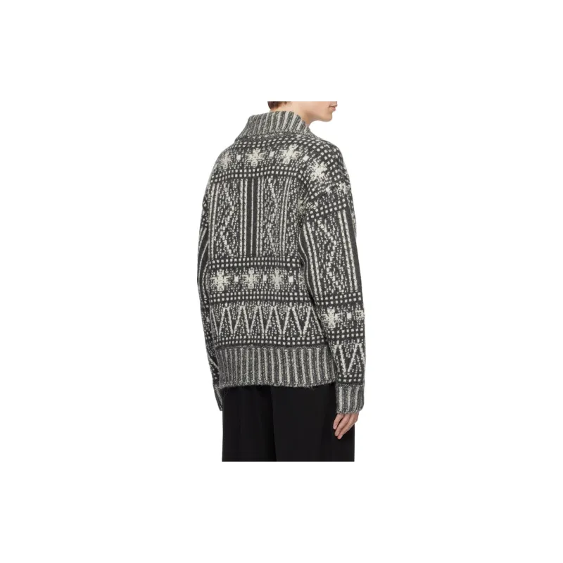 Golden Goose Pattern Intarsia-Knit Zi-Up Cardigan-7