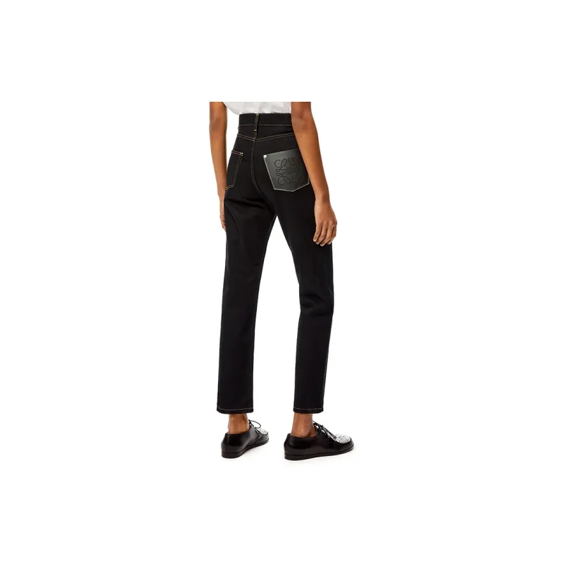 LOEWE Women's Anagram Pocket Tapered Denim Jeans Black-3