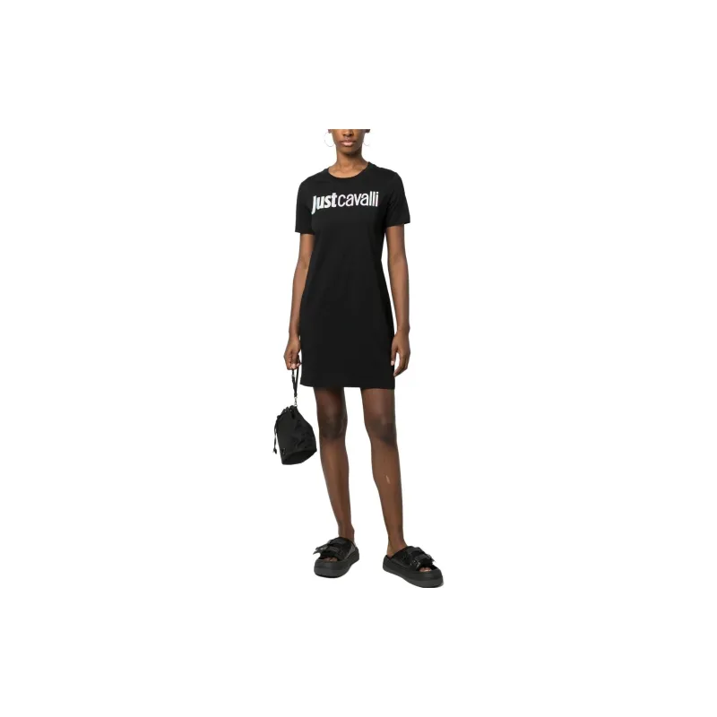 Just Cavalli Logo Print T shirt Dress-3