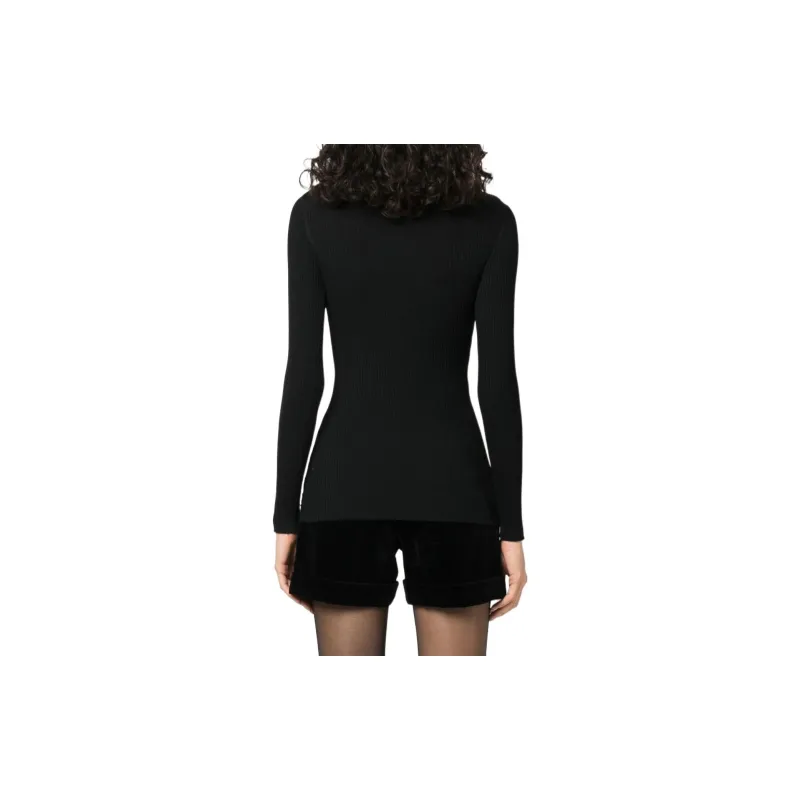 SAINT LAURENT Collared V Neck Ribbed Jumper-2