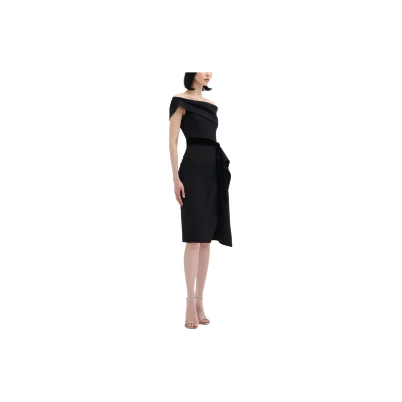 Oscar De La Renta Ribbon Detailed Off shoulder Cocktail Dress-3