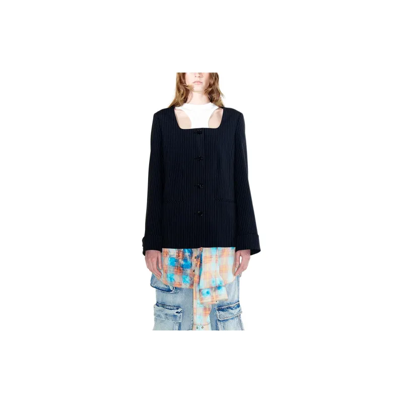 Open Yy SQUARE NECK JACKET Jackets Coats Women's NAVY/Marine Blue-2