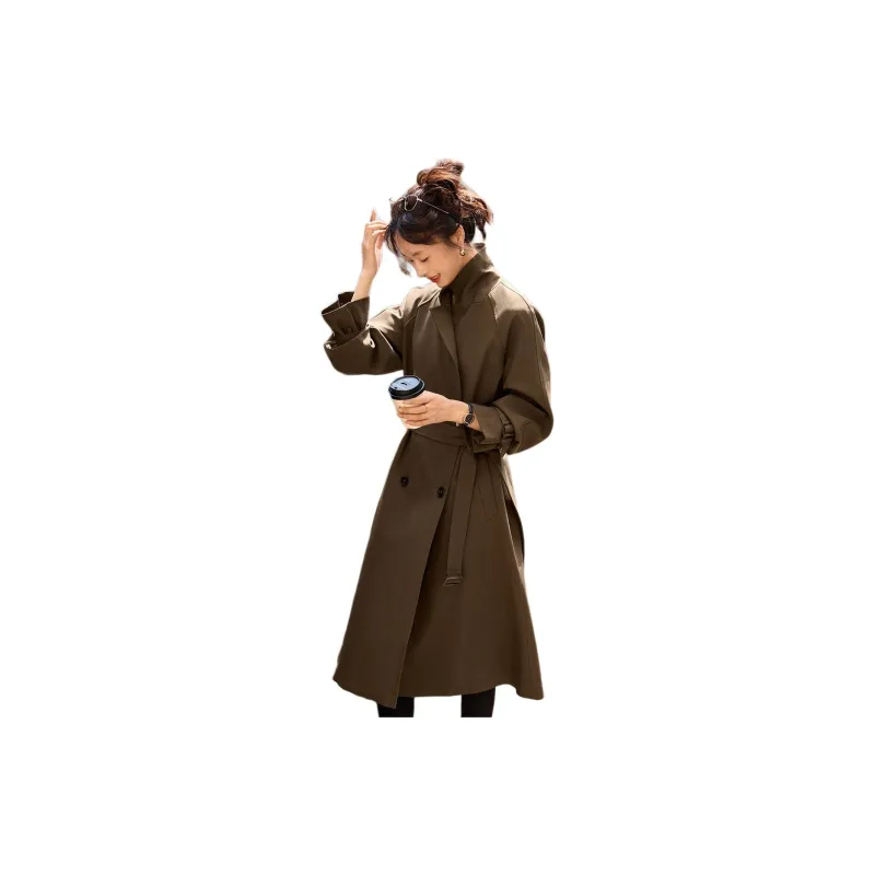 Mo Han Yi Mei Trench Coat Women's Coffee Brown-1