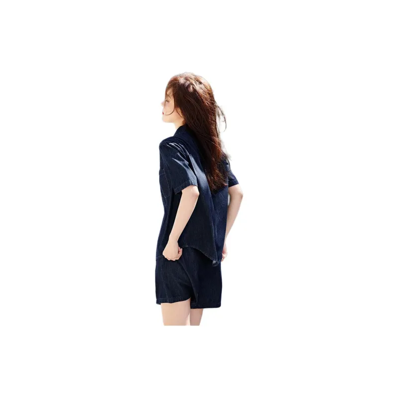 Mo Han Yi Mei Casual Suit Women's Dark Denim Blue-1
