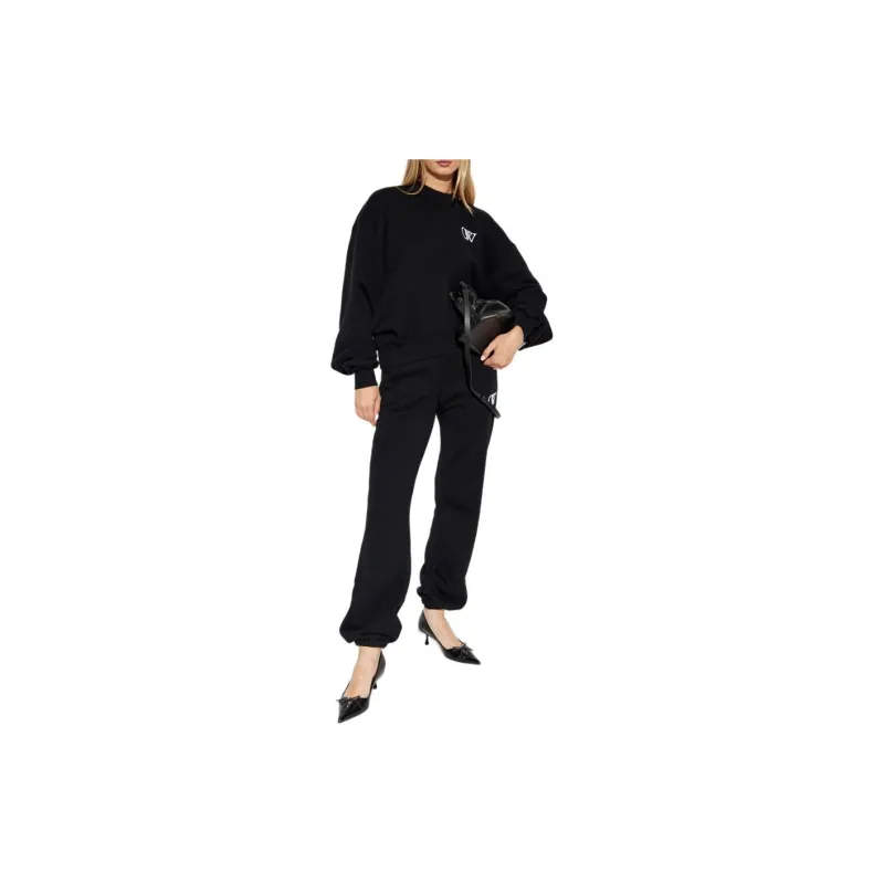 OFF WHITE Logo Embroidered Straight Leg Pants-1