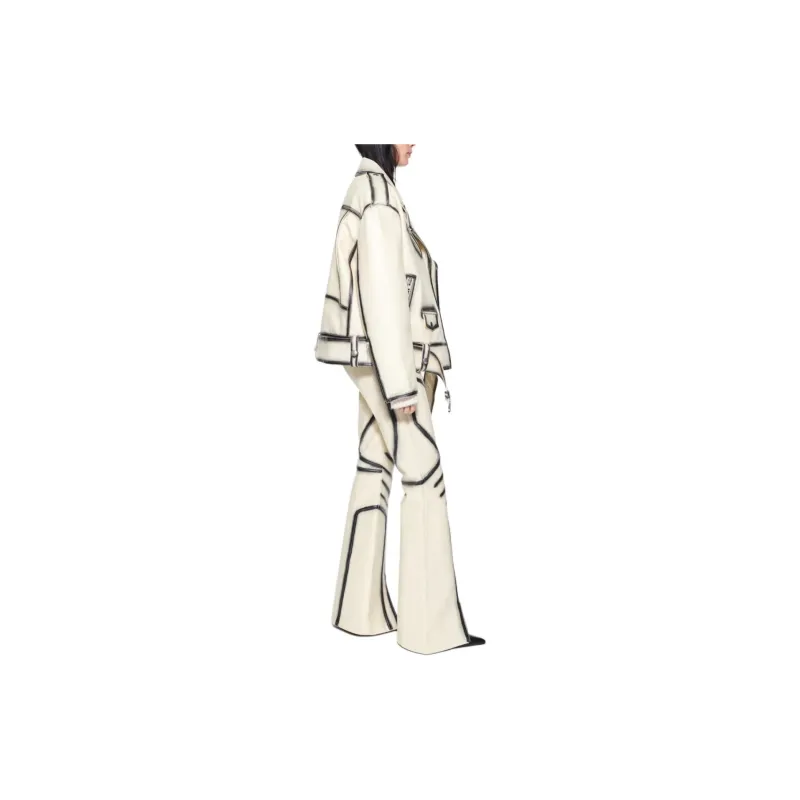 STAND STUDIO FW24 Leather Jacket Women's Feather White-3
