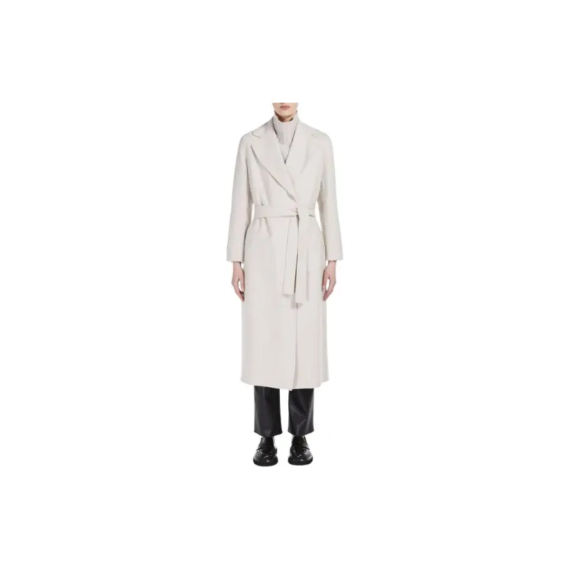 MaxMara Poldo Collection Wool Robe-Style Coat Coats Women's Milk White-2