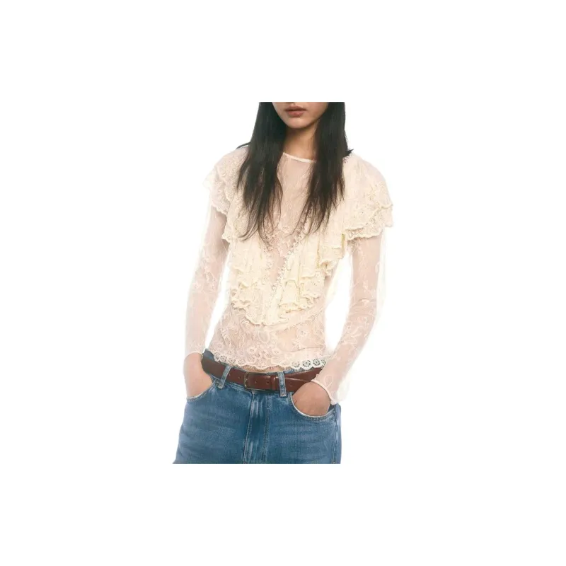 ZARA ZW Series Chiffon Shirts Women's Light Pink-3