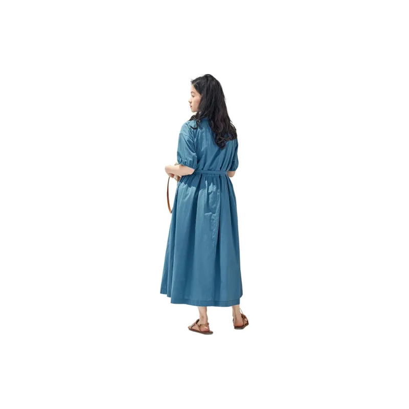 ZIMO Short Sleeved Dress Women's Peacock Blue-1