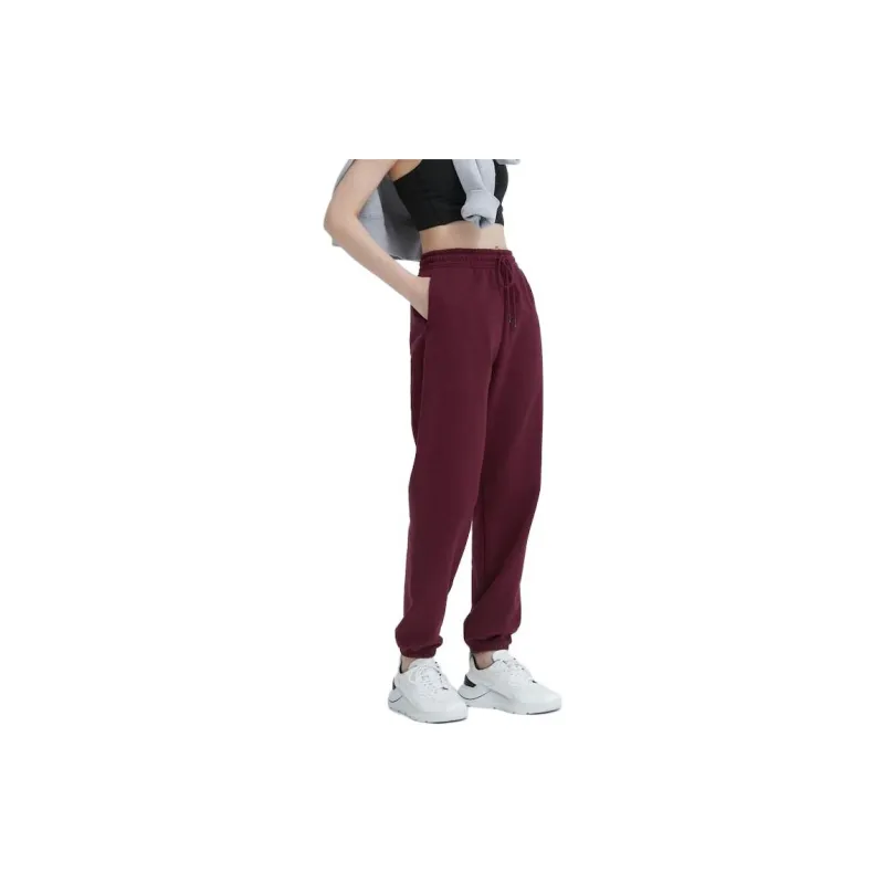 UNIQLO Knitted Sports Pants Women's Burgundy-2