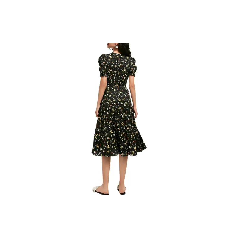 Bebe Short Sleeved Dress Women's Floral Black-3