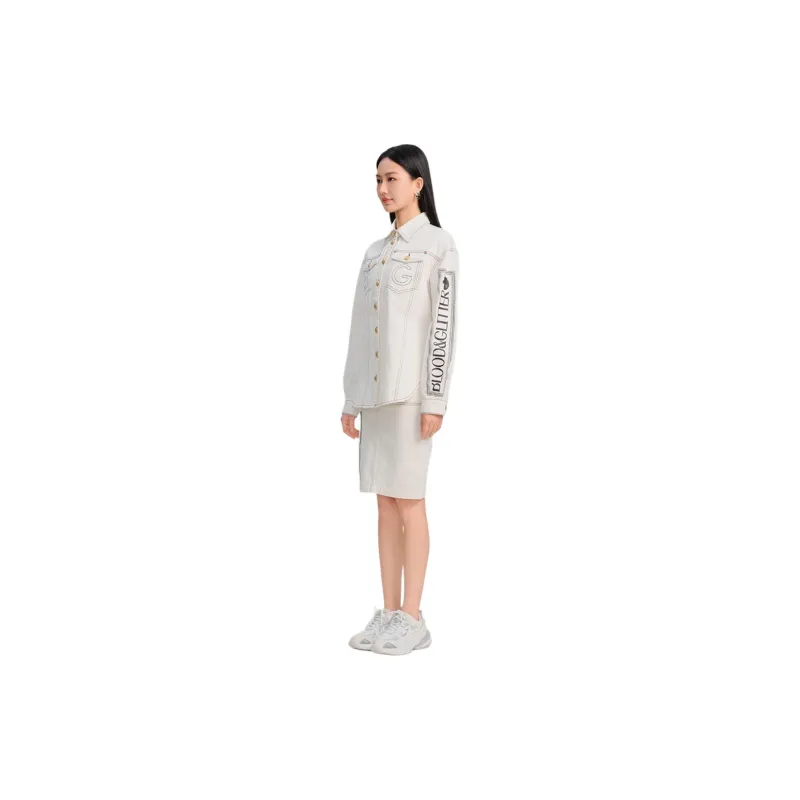 Blood Glitter Denim Jacket Women's White-2
