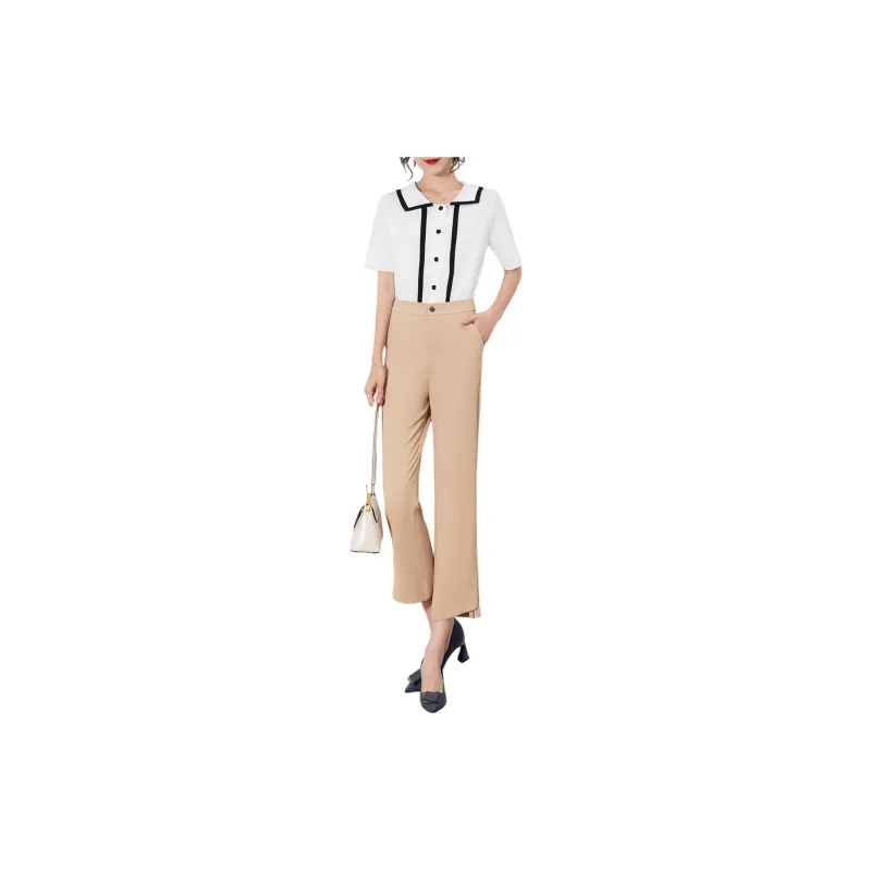 H YXIANG Casual Pants Women's Khaki-2