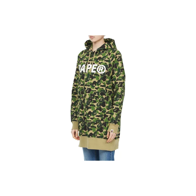 A BATHING APE Abc Camo 2nd Ape Wide Pullover Hoodie Green-3