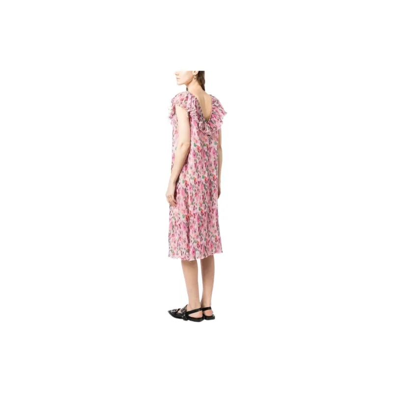 GANNI Short Sleeved Dress Women's Pink-2