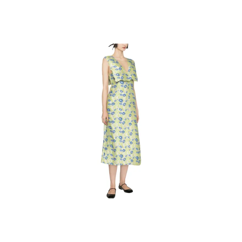 GANNI Jacquard-pattern V-neck Dress-3