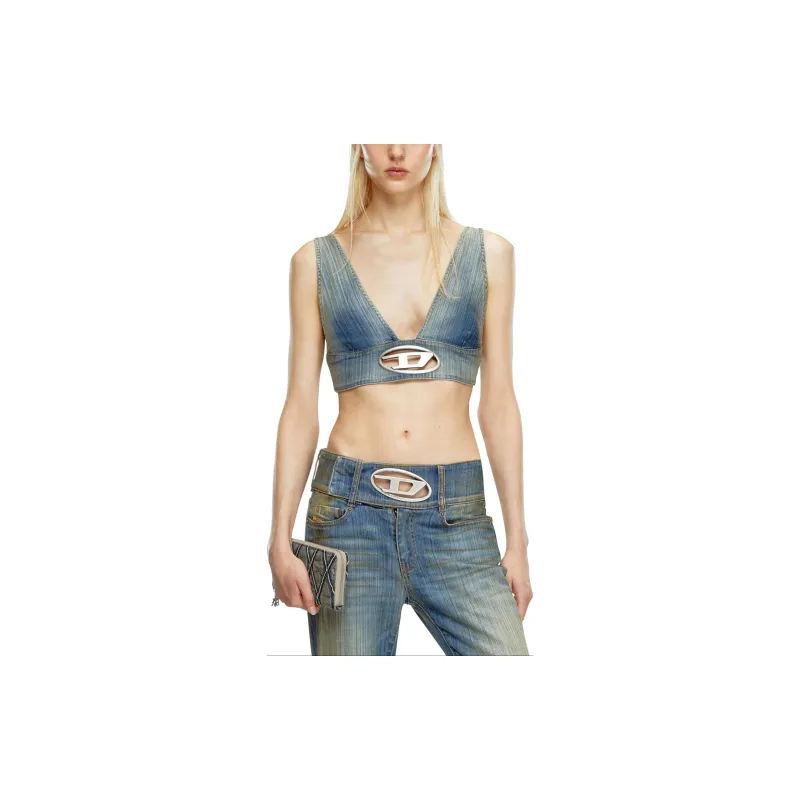 DIESEL De Elly S Oval D Plaque Denim Top-3