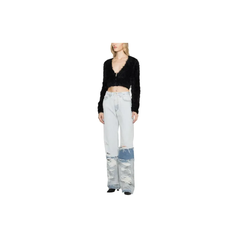 AMBUSH Faux-fur Crop Zipped Cardigan-1