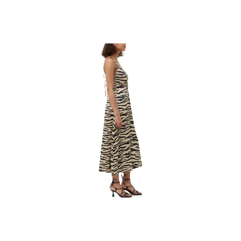 GANNI Sleeveless Dresses Women's Khaki-3