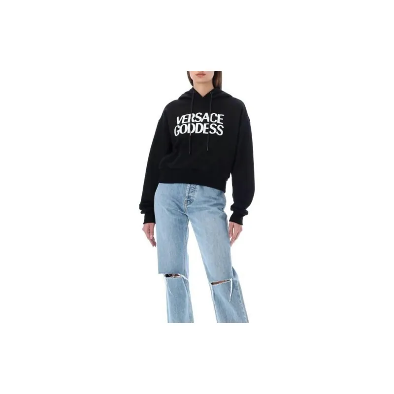 VERSACE Goddess Printed Drawstring Hoodie-1