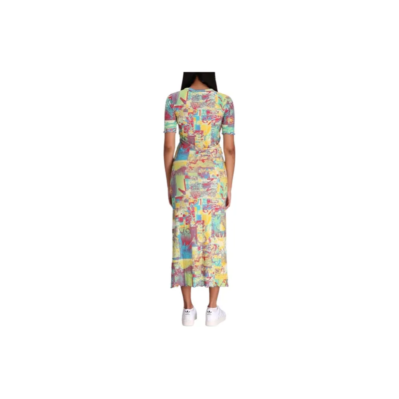 GANNI Graphic Printed Ruffled Hem Knitted Maxi Dress-2