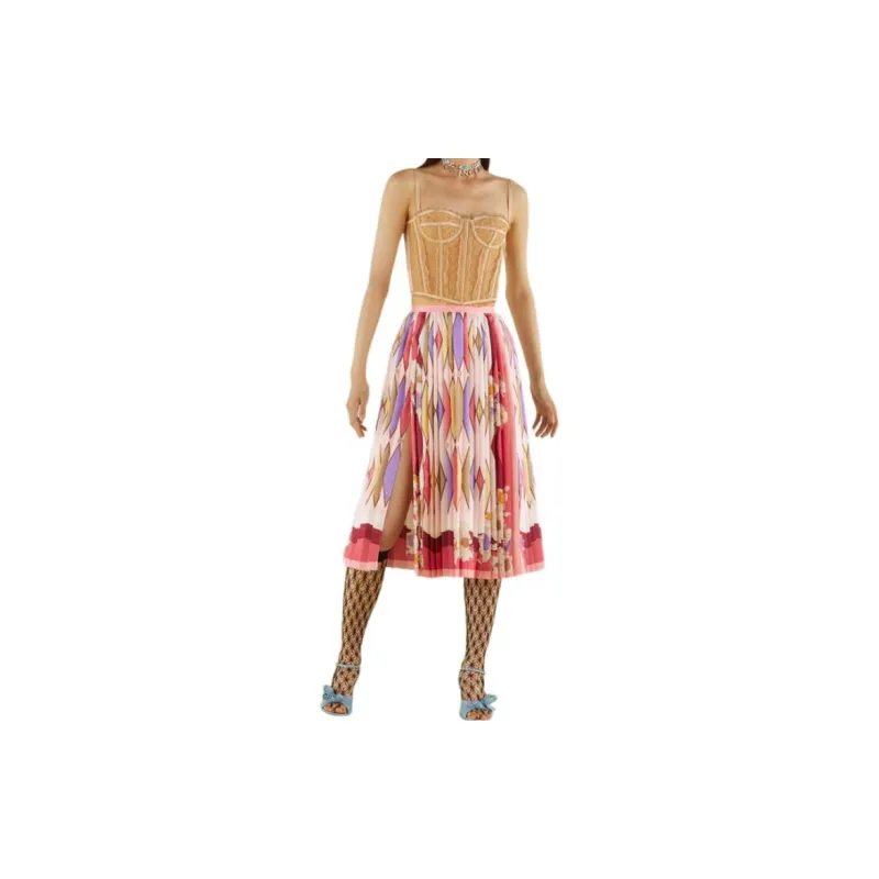 GUCCI Fw22 Tanabata Series Casual Long Skirts Women's Pink-3