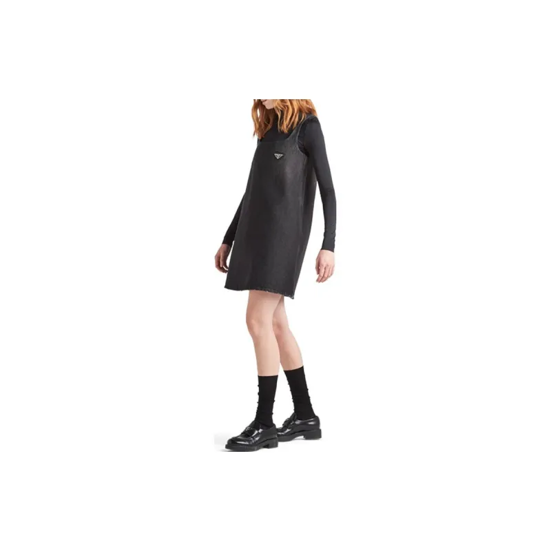 PRADA Denim Mini Dress 'Black'-1