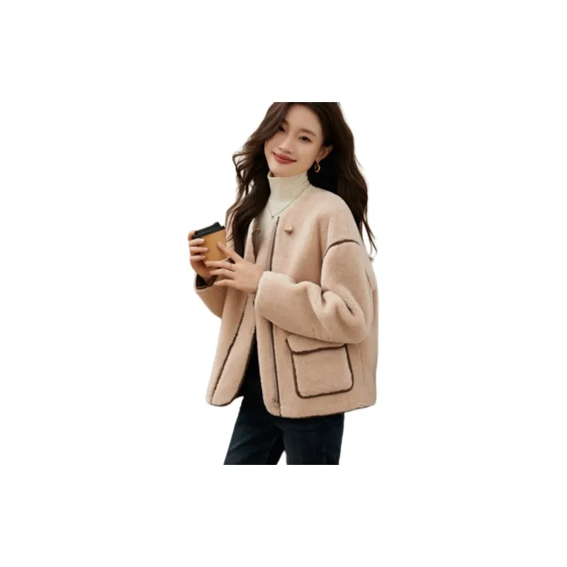 Mo Han Yi Mei Velvet feel Coat Women's Light Khaki-2
